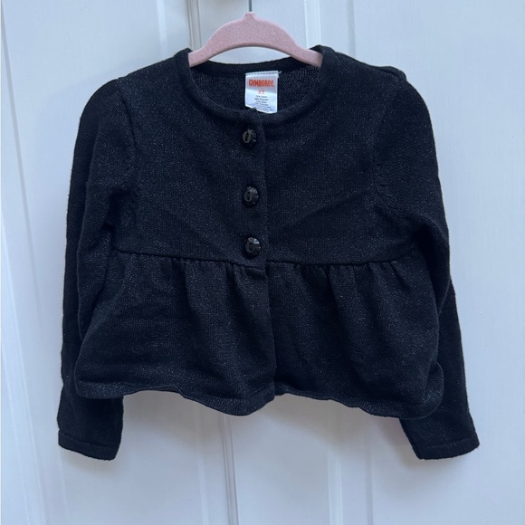 Gymboree 2T Black Shimmery Long Sleeve Flowy Cardigan Sweater - Picture 3 of 4
